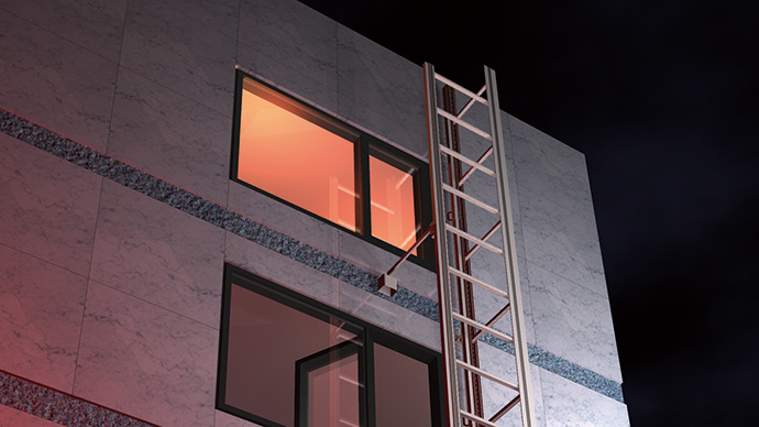 小規模複合用途ビル用一動作型避難はしご「レスキューラインFX」
